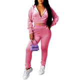 Womens 2Pcs Tracksuit Set Leggings Pants Long Sleeve Hoodie Zip Tops Outfits Set