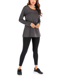 Women's Long Sleeve Yoga Tops Loose Casual T-Shirts Sports Fitness Tee Crossback