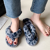 Ladies Womens Plush Flip Flop Slippers Winter Warm Comfort House Bedroom Shoes