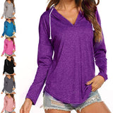 Women's Hoodies Long Sleeve T-Shirt Loose Hooded Tops Blouse Pullover Drawstring
