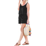 Women's Solid Sleeveless Belted Short Jumpsuit Playsuit Loungewear Short Pants
