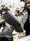 Mens Winter Snow Boots Camouflage Keep Warm Lace Up Outdoor Hiking Mid Calf Booties Anti Slip