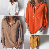 Women Long Sleeve Shirt V Neck Blouse for Autumn