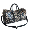 Leopard Leather Weekender Travel Bag for Women Men Cheetah Animal Print Duffle Overnight Tote Gym Bags