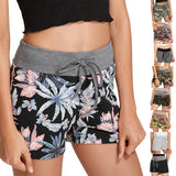 Womens Casual Printed Yoga Shorts Fitness Gym Hot Pants Elastic Waist Drawstring