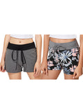 Womens Casual Printed Yoga Shorts Fitness Gym Hot Pants Elastic Waist Drawstring