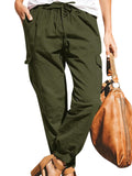 Women Plus Size Casual Cargo Pants Sports Jogging Trousers Elastic Waist Slacks