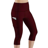 Women's Capri Yoga Pants High Waist Leggings Cropped Pocket Fitness Sports Gym