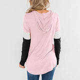 Women's Color Block Casual Loose Hooded Neck Long Sleeve Winter Pullover Hoodie