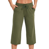Women Elastic Waist Yoga Capris Pants Casual Workout Jogger Cropped Pant