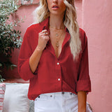 Women's Solid Long Sleeve Shirt Tops Casual Loose Pocket Cardigan Blouse Tunic