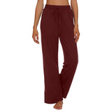 Womens High Waist Wide Leg Trousers Casual Elastic Loose Solid Yoga Long Pants