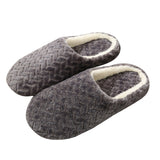 Unisex Plush Home Slippers Indoor Winter Warm Slip On Flat Shoes Anti-Slip