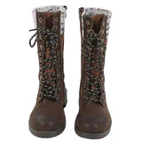 Womens Mid Calf Combat Boots Round Toe Lace up Low Heel Casual Motorcycle Shoes