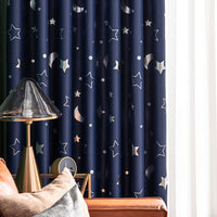 Fashion Curtain 6 Colors Moon Star Blackout Curtains Eyelet Grommet Top Darkening Blockout Curtain For Kids Boy Girl Room