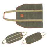 Firewood Log Carrier Bag Waxed Canvas Tote Bag Foldable Firewood Holder for Fireplaces Wood Stoves Outdoor Camping