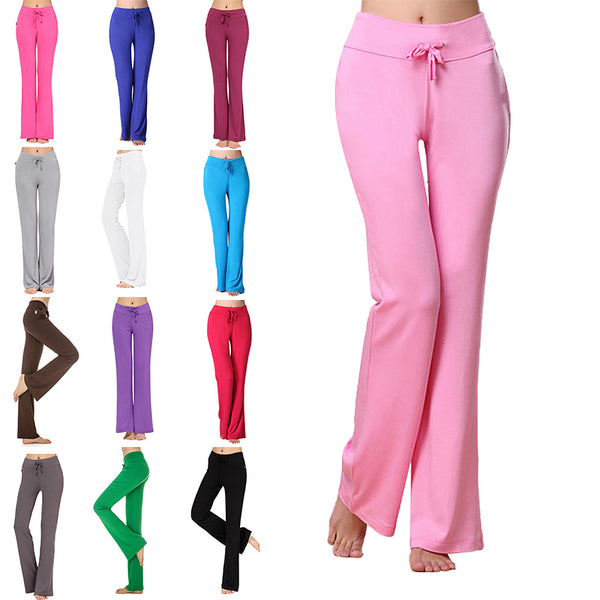 Women Drawstring Comfy Wide Leg Loungewear Pants Casual Loose Flare Bell Bottom Trousers Ladies Full Length Sport Workout Pants