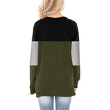 Women's Knot Casual T Shirt Sweatshirt Color Block Long Sleeve Blouse Pullover