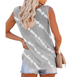 Sleeveless Stripe Tank for Women Summer Casual U Neck Loose Blouse Shirts Vest