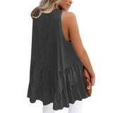 Women's Tiered Vest Tank Top Casual Loose Sleeveless Shirt Blouse Pullover Tunic
