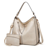 2 Pcs Tote Bags Shoulder Handbags & Purse Wallet for Women, Retro Oil Wax Leather Tote Satchel Bag Crossbody Bags