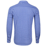Men Casual Cotton Plaid Printed Long Sleeve Shirt Lapel Tops Blouse Button-Down
