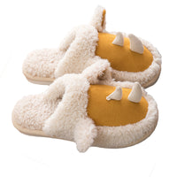 Unisex Adults Cute Cartoon Pattern Plush Slippers Slip On Closed Toe Casual Warm