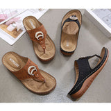 Women Open Toe Slippers Beach Sandals Flip Flops Thong Mules Wedge Casual Shoes
