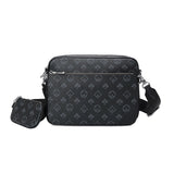 Men's 3 in 1 Crossbody Bags Briefcase Shoulder Satchel Bag Checkered Messenger Bag Handbag Casual Purse Wallet