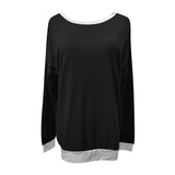 Women's Solid Scoop Neck T-shirt Autumn Long Sleeve Blouse Pullover Casual Tops