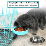 Stainless Steel Pet Dog Food Water Bowl Cage Hanging Feeder Mountable Container