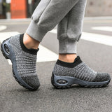 Women's Sock Sneakers Mesh Air Cushion Platform Walking Slip on Shoes Size 4.5-10