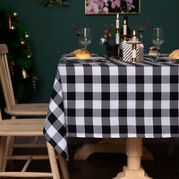Cotton Linen Dining Table Cover Rectangle Plaid Tablecloth Picnic Table Cloth Cover Home Christmas Party Decor Tablecloth, Red/Black Plaid