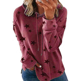 Women Casual Loose Star Printed Hoodie Long Sleeve Sweater T-Shirt Pullover Tops