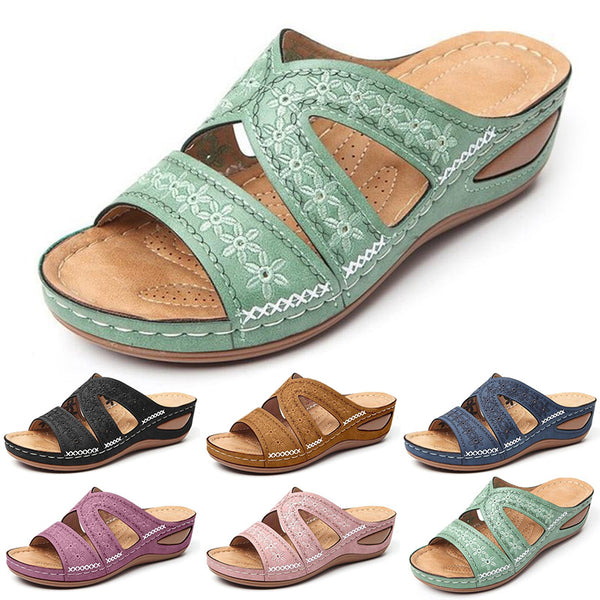 Women's Backless Beach Sandals Slippers Platform Mules Wedge Heel Casual Shoes