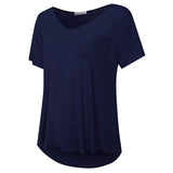 Womens Solid Color Crew Neck Casual Loose Plus Size Short Sleeve Blouse T-shirt