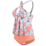 Women Tummy Control Tankini Swimsuit Two Piece Swimwear Ladies Swing Tankini Set Beachwear Ruffled Bikini Set Swimming Costumes Bathing Suit Push Up Padded Bra Backless Tankini Tops with Swim Bottoms