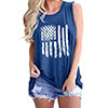 Women's Round Neck Sleeveless Loose Tank National Flag Printed Pullover Summer