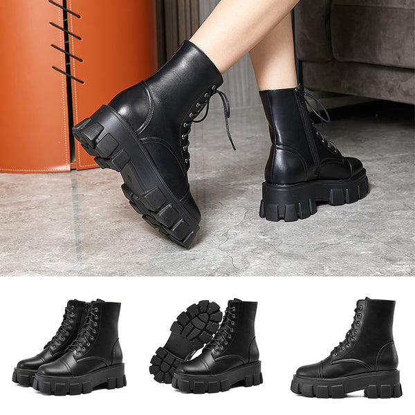 Womens Ladies Chunky Platform Shoes Retro Lace Up Combat Army Goth Punk Boots
