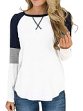 Women Loose T-shirt Long Sleeve Casual Sweatshirt Tops Stitching Blouse Pullover