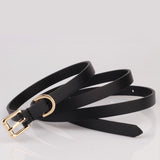 Women Ladies Skinny Pin Buckle Belt Genuine Leather Adjustable Dress Waistband