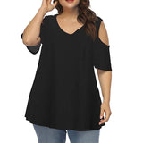 Women Plus Size Off Shoulder Tops Casual Loose T-Shirt Blouse Pullover Tunic Tee