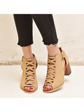 Women's Fashion Peep Toe Sandals Wear-Resisting Hollow Buckles Summer Shoes