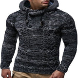 Men Fashion Knitted Tops Pullover Hoodies Long Sleeve Turtleneck Hooded Sweater