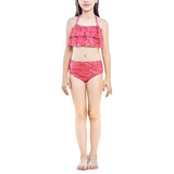 Kids Girls 3Pcs Mermaid Tail Swimming Bikini Set Swimwear Swimmable Costumes Kit