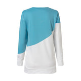 Women Casual Loose Solid Color Splicing Long Sleeve Sweater T-Shirt Pullover Top