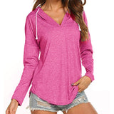Women's Hoodies Long Sleeve T-Shirt Loose Hooded Tops Blouse Pullover Drawstring