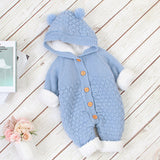 Baby Romper Knitted Toddler Jumpsuit Cute Playsuit Hoodie Boys Girls Keep Warm