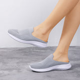 Women Flying Weaving Slippers Mules Slip On Round Toe Casual Athletic Shoes Flat