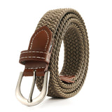 Men Women Canvas Knitted Braided Woven Webbing Belt Elastic Stretch Belts Buckle
